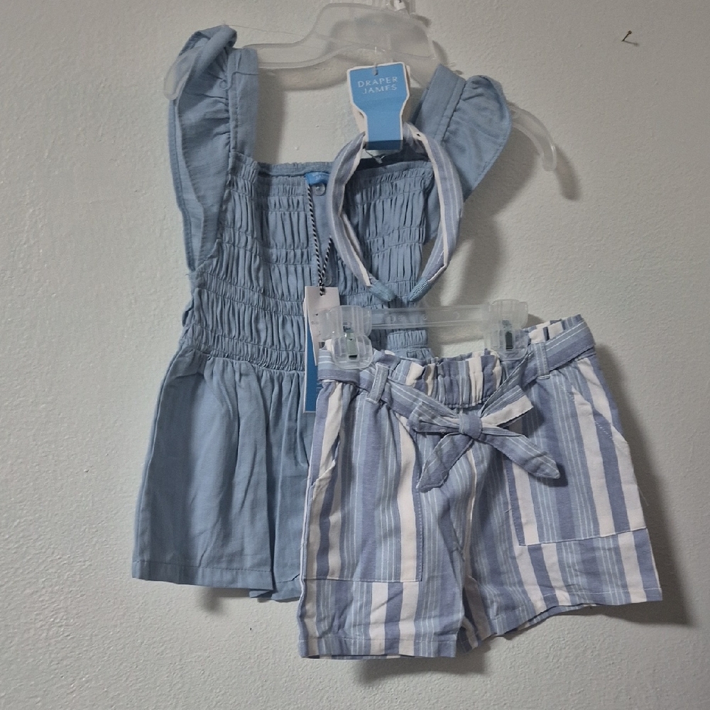 Draper James Light Blue Smocked Top with Shorts and Headband 6X